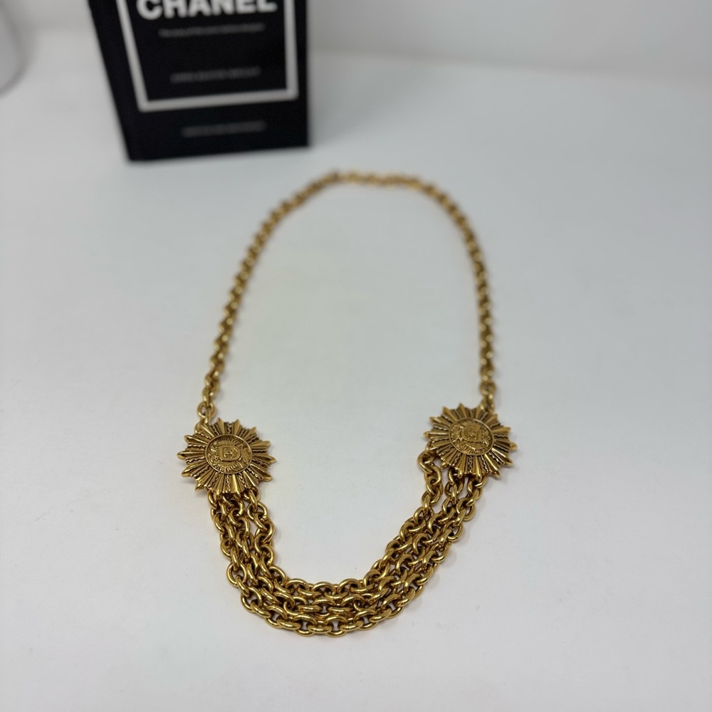 💯Authentic CHANEL Medaillon Belt Chain Necklace Double Sun Medallion - Picture 2 of 4